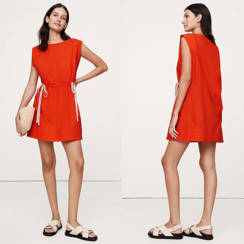 NWOT Banana Republic Cotton Poplin Cinch-Waist Mini Dress Sz XXS